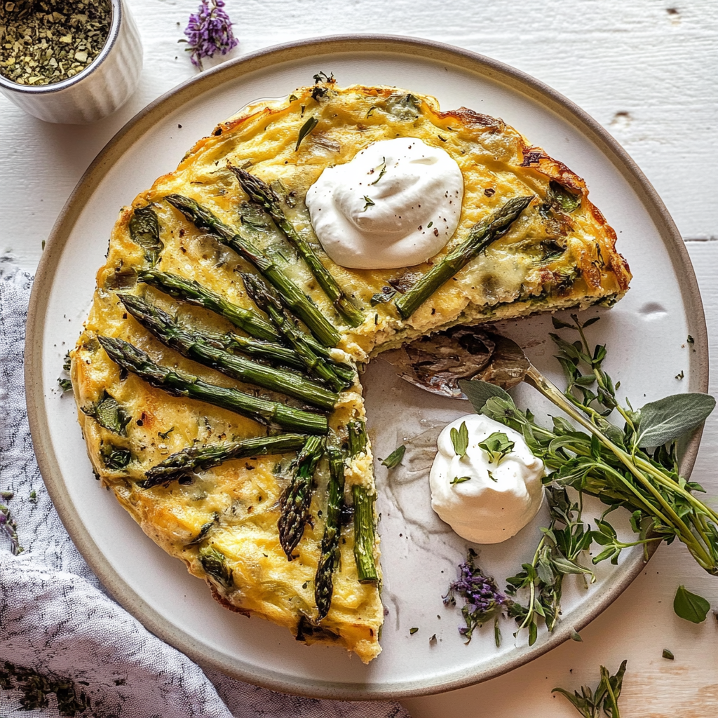 Recipe preparation for Asparagus Souffle Frittata