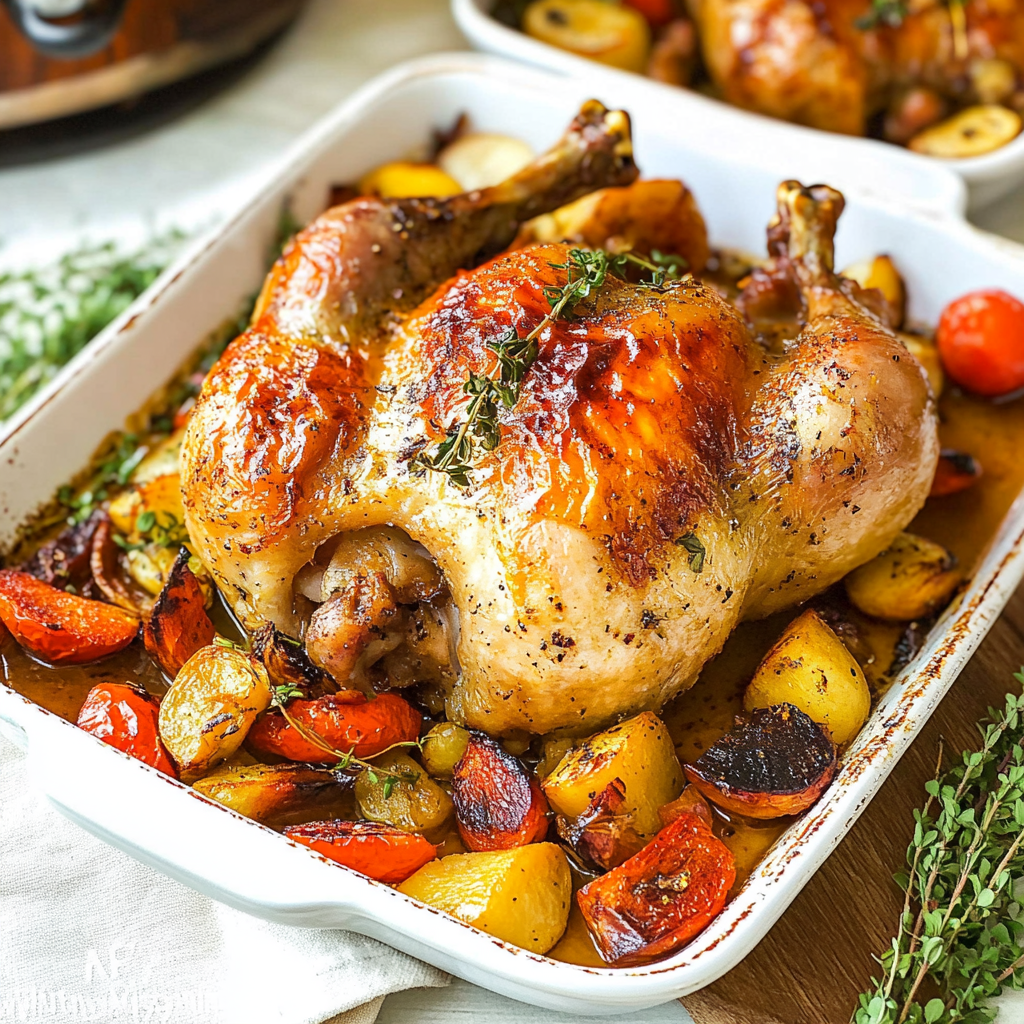 Recipe preparation for Cornish Hens With Roasted Veggies