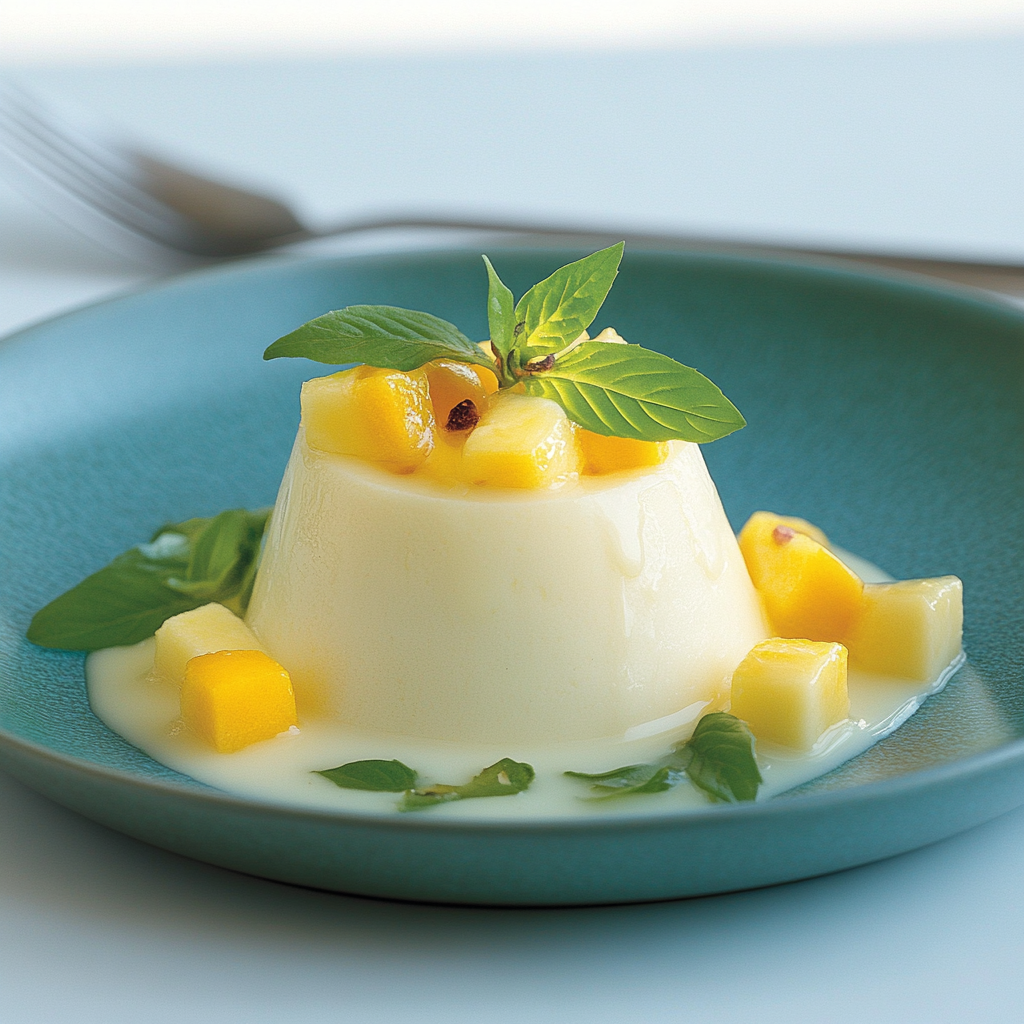 Recipe preparation for Plant-Based Coconut Mango Panna Cotta