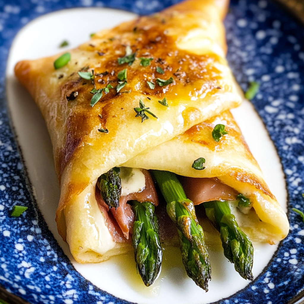 Recipe preparation for Honey-Glazed Asparagus Prosciutto Puff Pastry Wraps