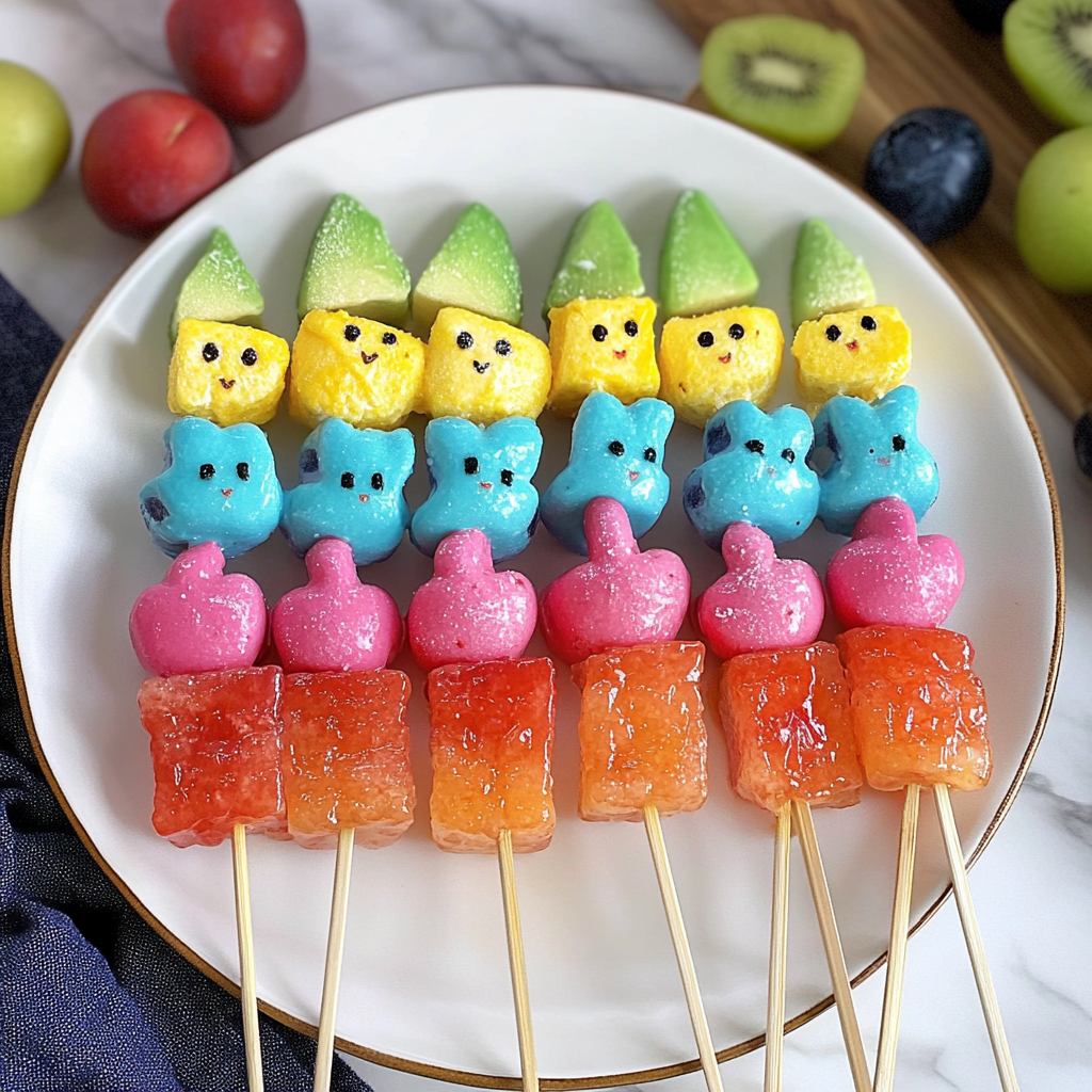 Recipe preparation for Peep Fruit Kabobs
