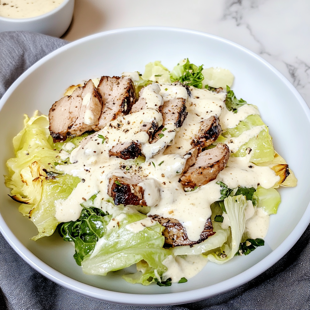 Recipe preparation for Jamaican Jerk Cabbage Alfredo