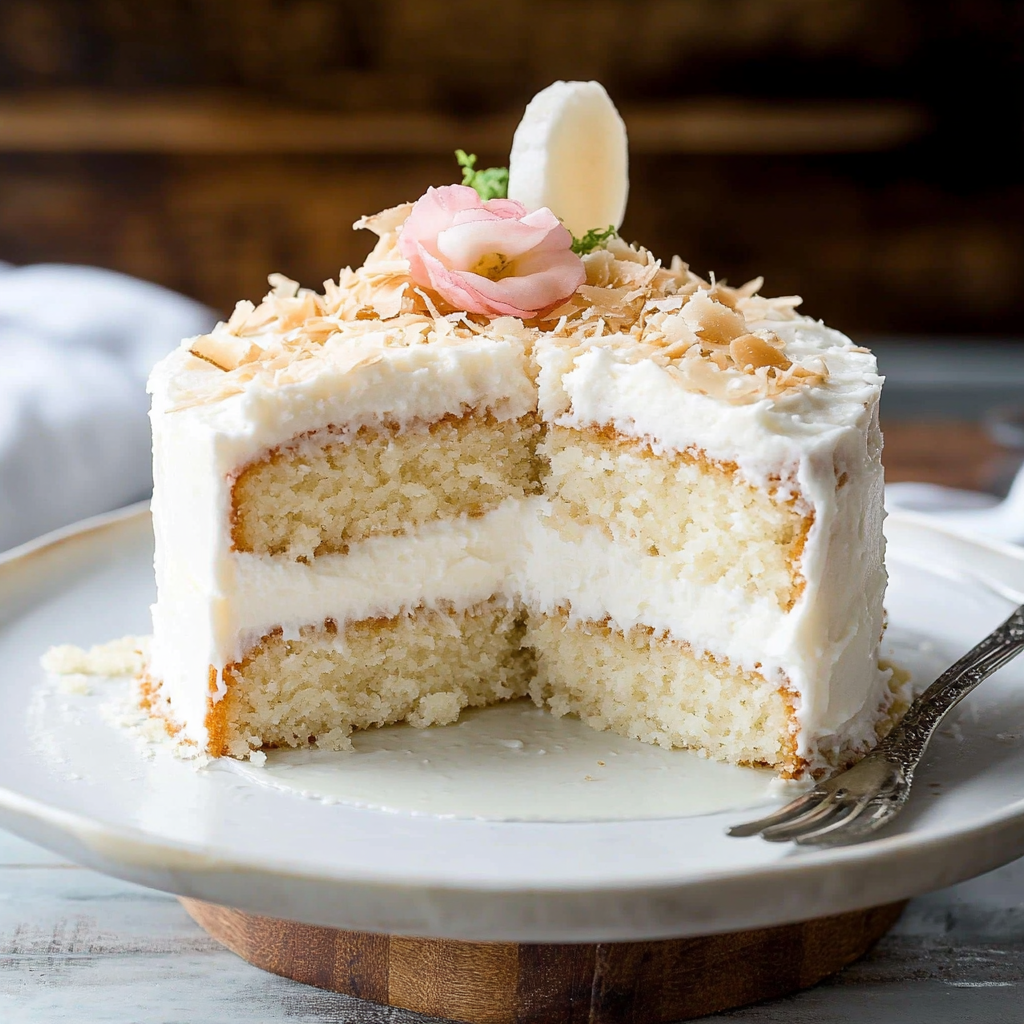 Recipe preparation for Coconut Cream Cake