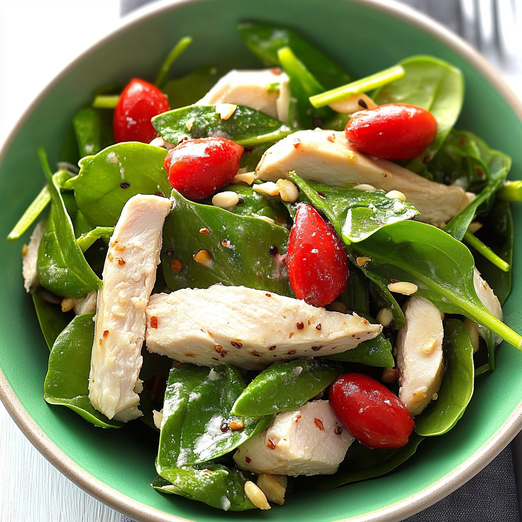 Recipe preparation for Asparagus Spinach Salad with Chicken