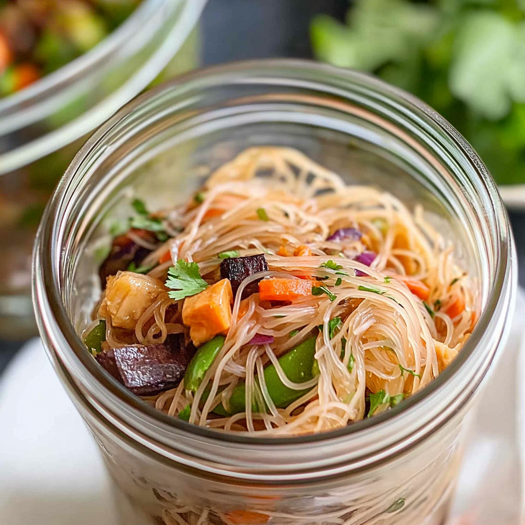 Recipe preparation for Mason Jar Miso Noodles