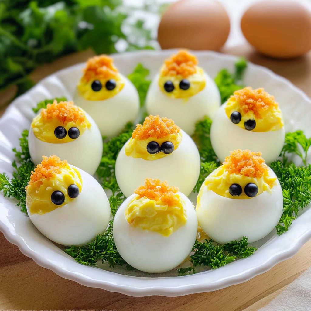 Recipe preparation for Deviled Egg Chicks