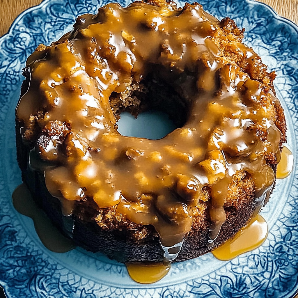 Recipe preparation for Instant Pot Apple Cake with Rum Sauce