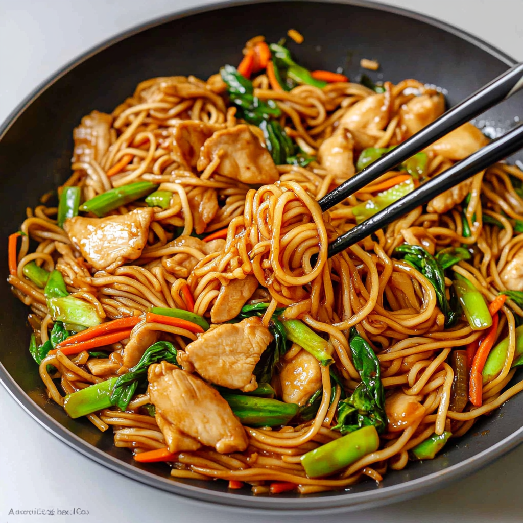 Recipe preparation for Easy Chicken Lo Mein