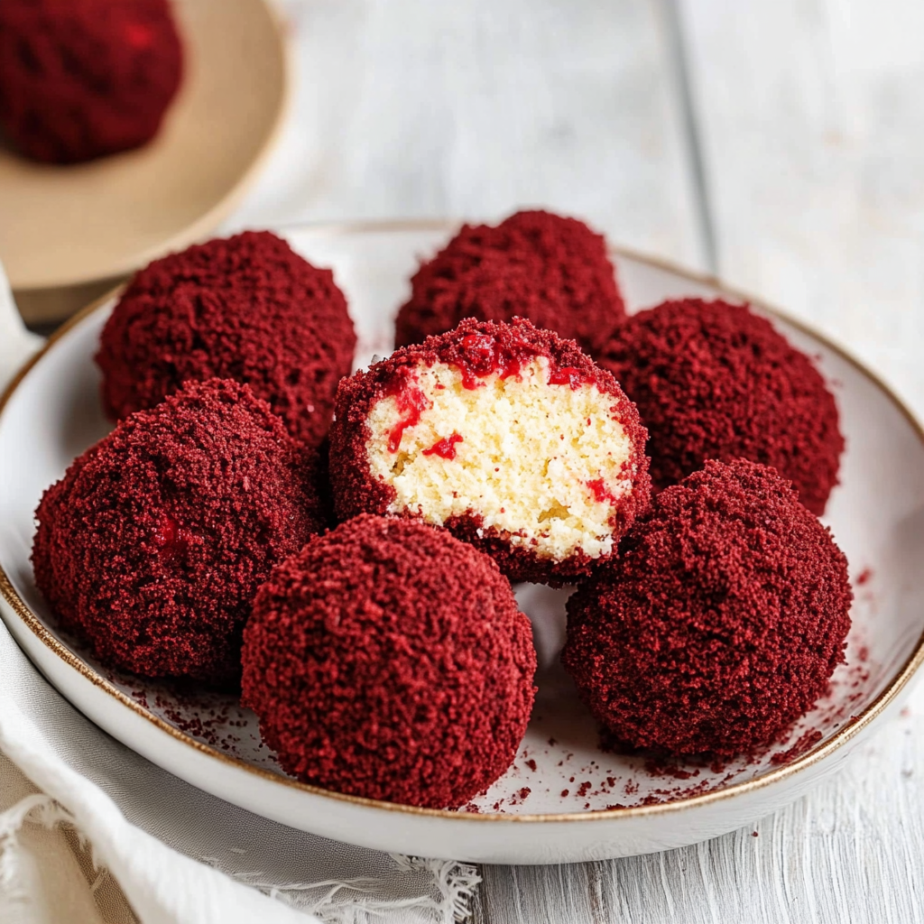 Recipe preparation for Red Velvet Cheesecake Bites