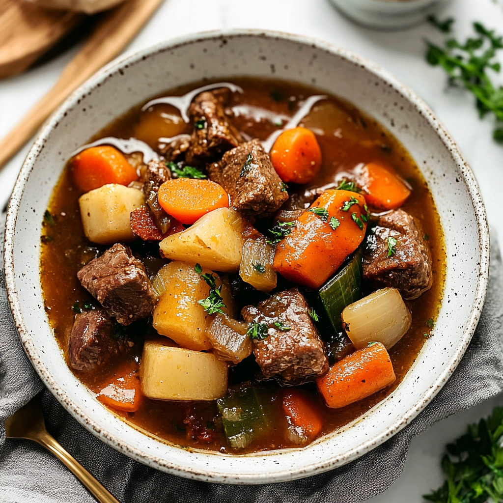 Recipe preparation for Slow-Cooked Beef and Root Vegetable Stew
