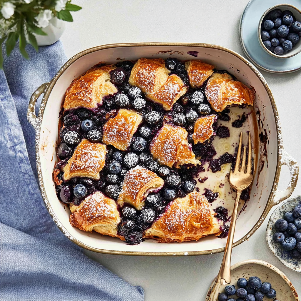 Recipe preparation for Blueberry Croissant Breakfast Bake