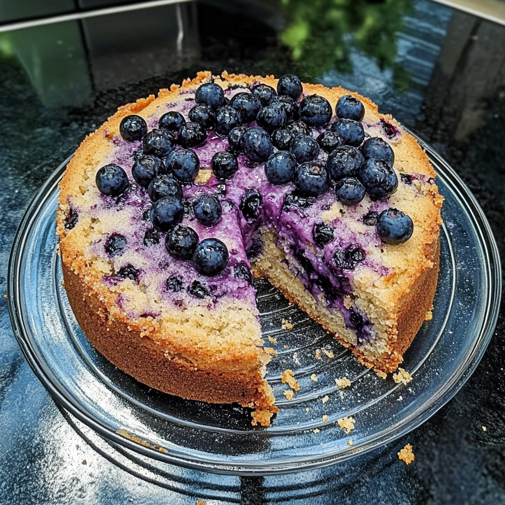 Recipe preparation for Rhubarb Blueberry Oat and Almond Cake