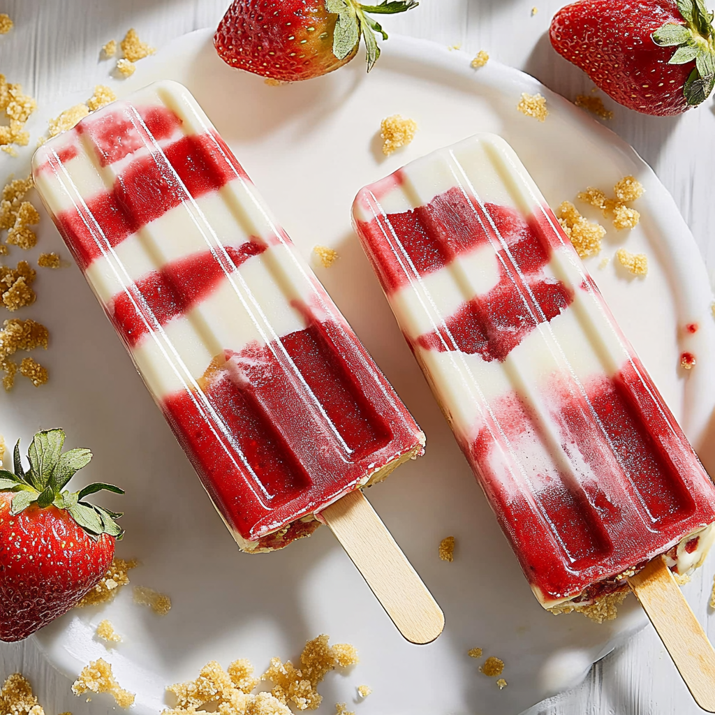 Recipe preparation for Strawberry Cheesecake Popsicles