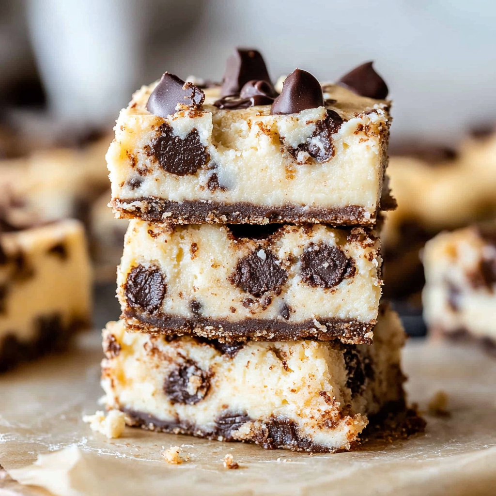 Recipe preparation for No-Bake Cookie Dough Cheesecake Bars