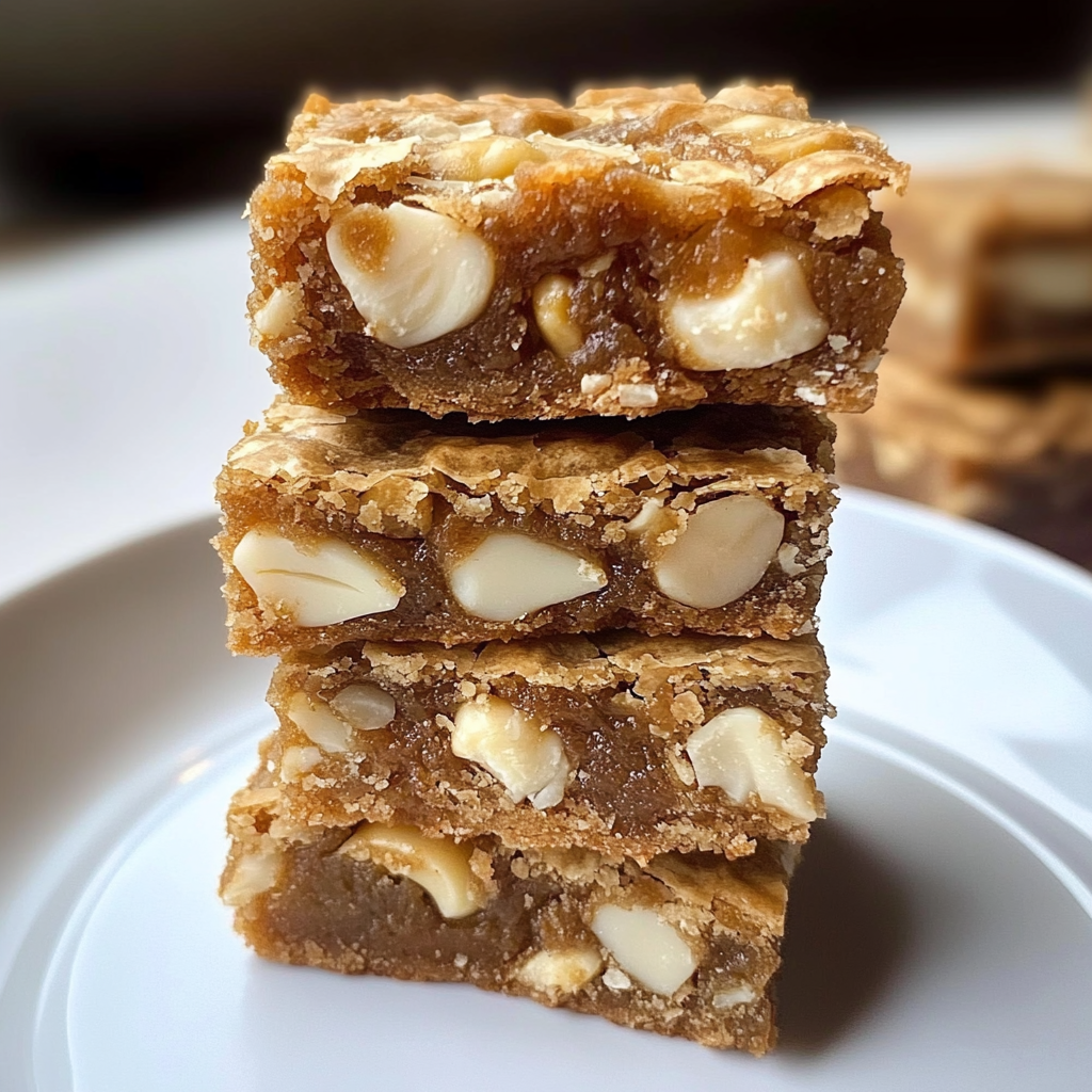Recipe preparation for White Chocolate Macadamia Nut Blondies