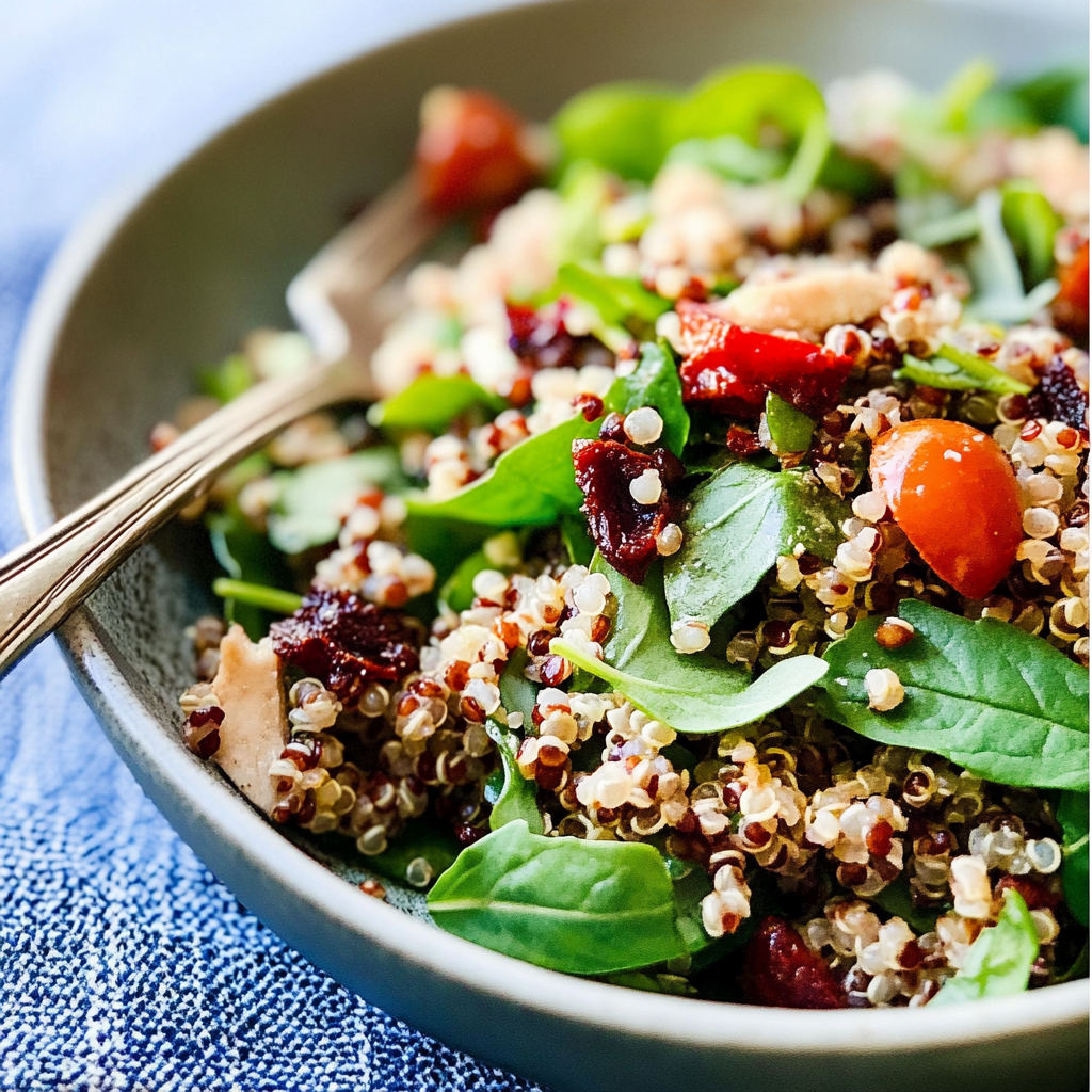 Recipe preparation for Sun Dried Tomato Quinoa Salad
