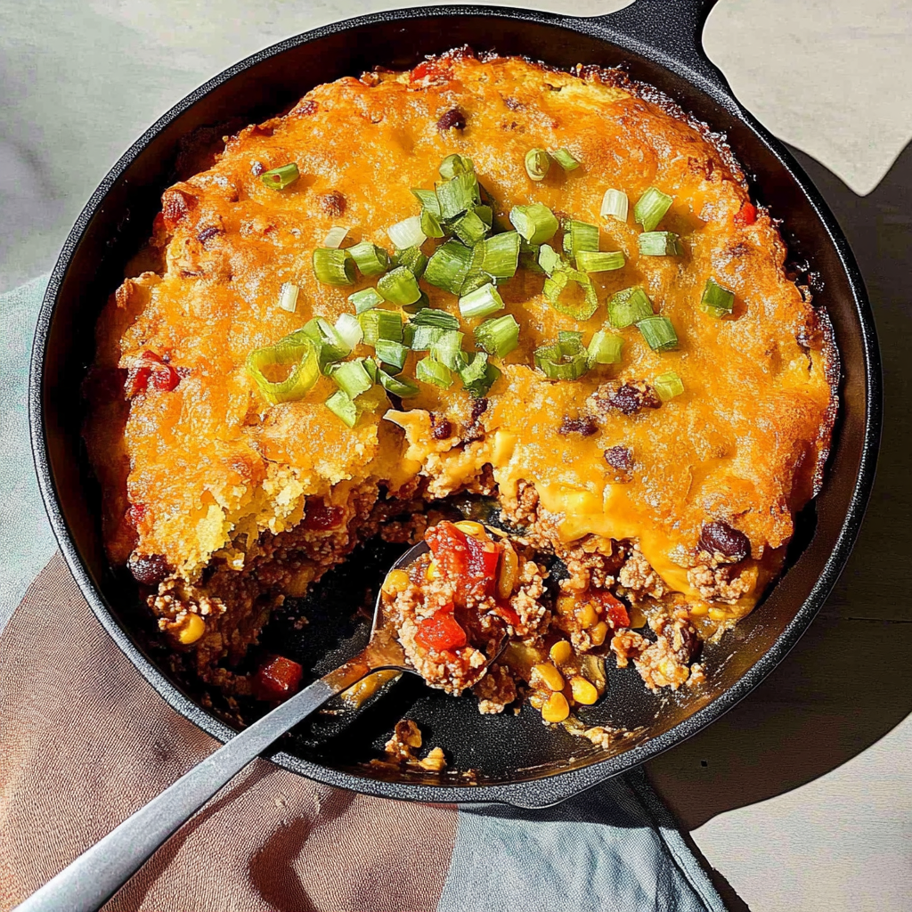 Recipe preparation for Chili Cornbread Casserole