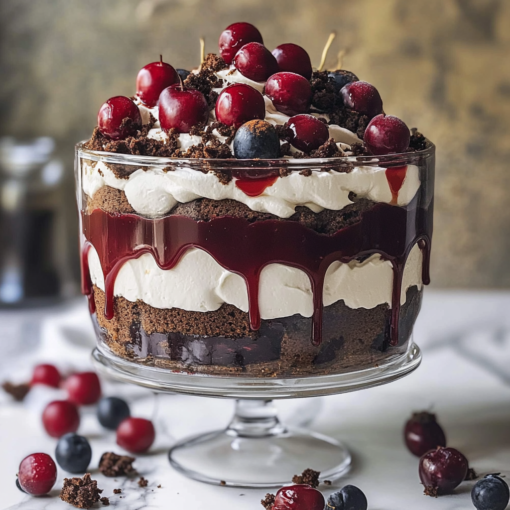 Recipe preparation for Black Forest Trifle