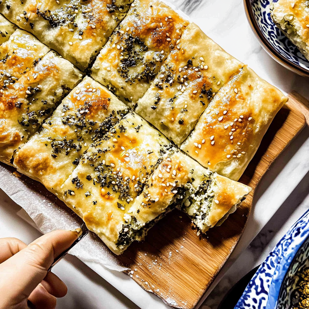 Recipe preparation for Feta, Herb and Onion Borek