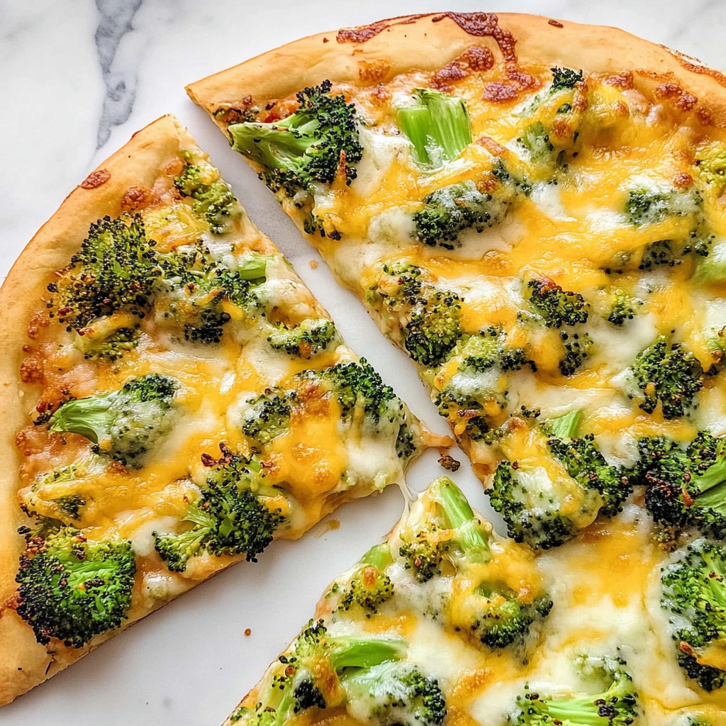 Recipe preparation for Broccoli and Cheddar Pizza
