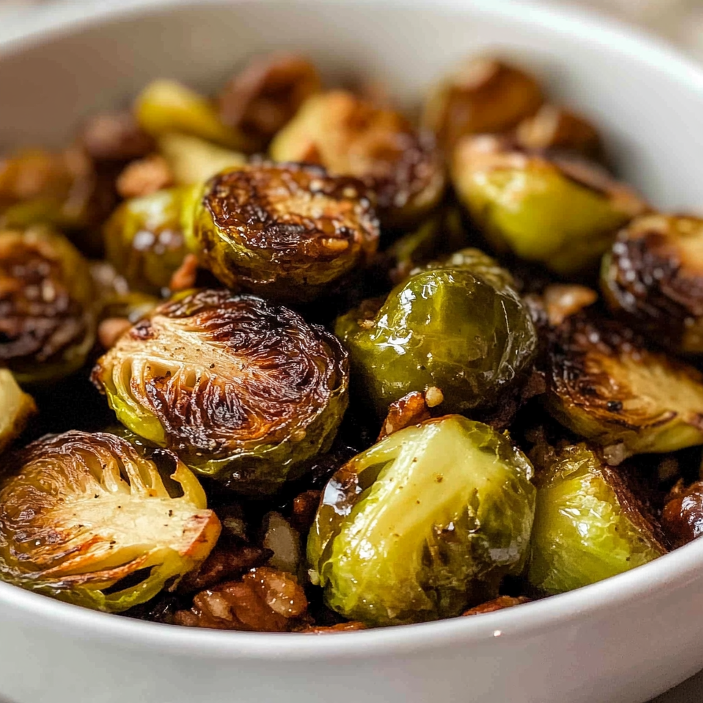 Recipe preparation for Maple-Balsamic Roasted Brussels Sprouts