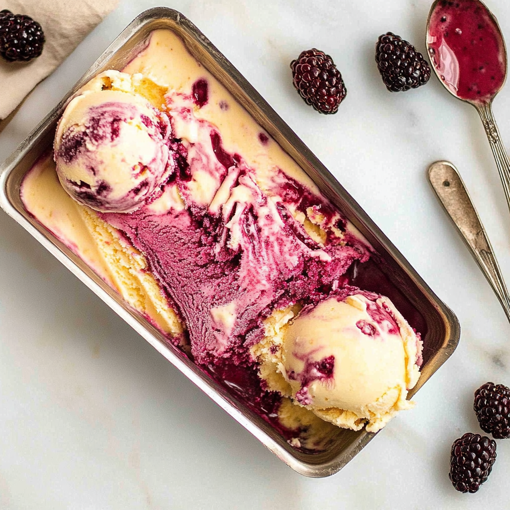 Recipe preparation for Sweet Corn Ice Cream with Blackberry Swirl