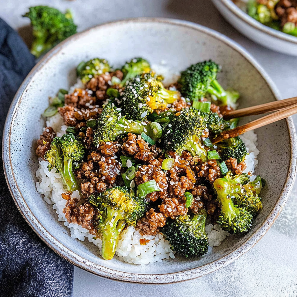 Recipe preparation for Ground Beef & Broccoli