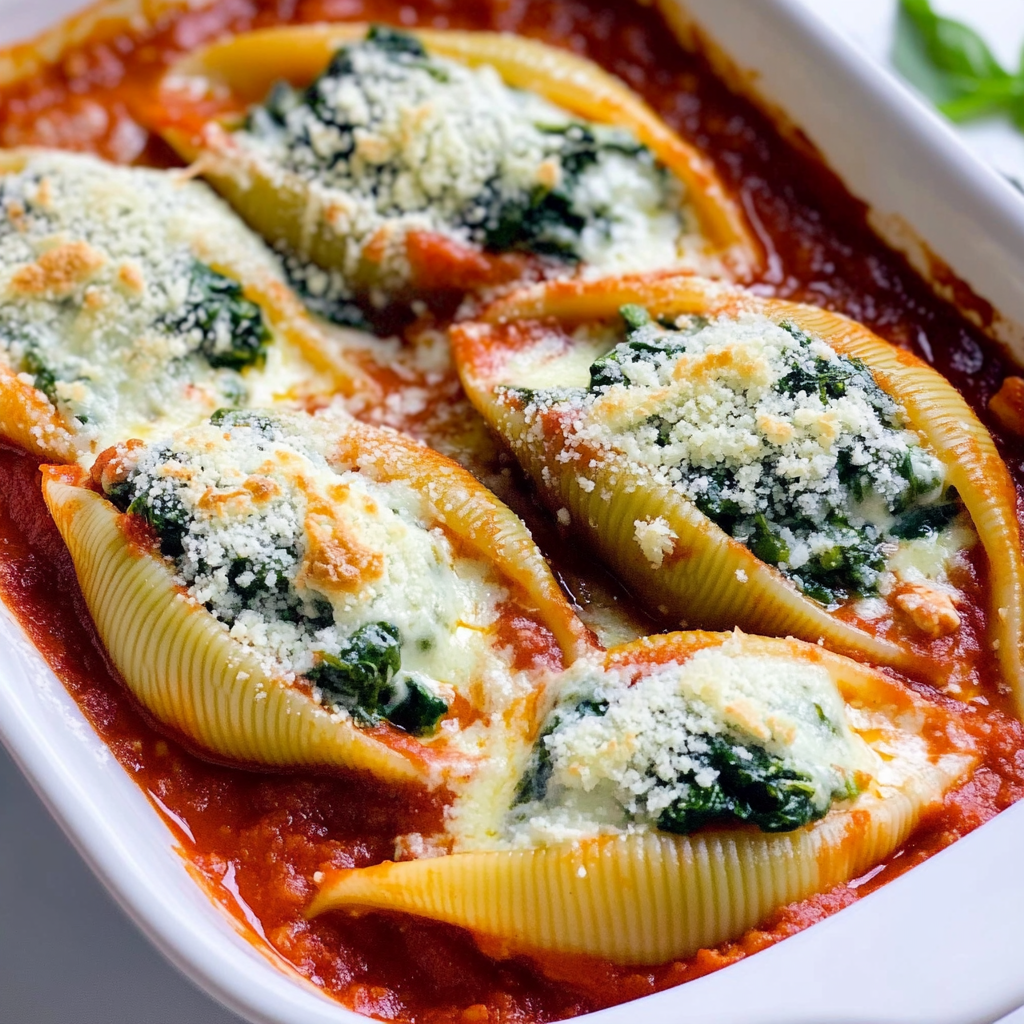 Recipe preparation for Spinach and Ricotta Stuffed Shells