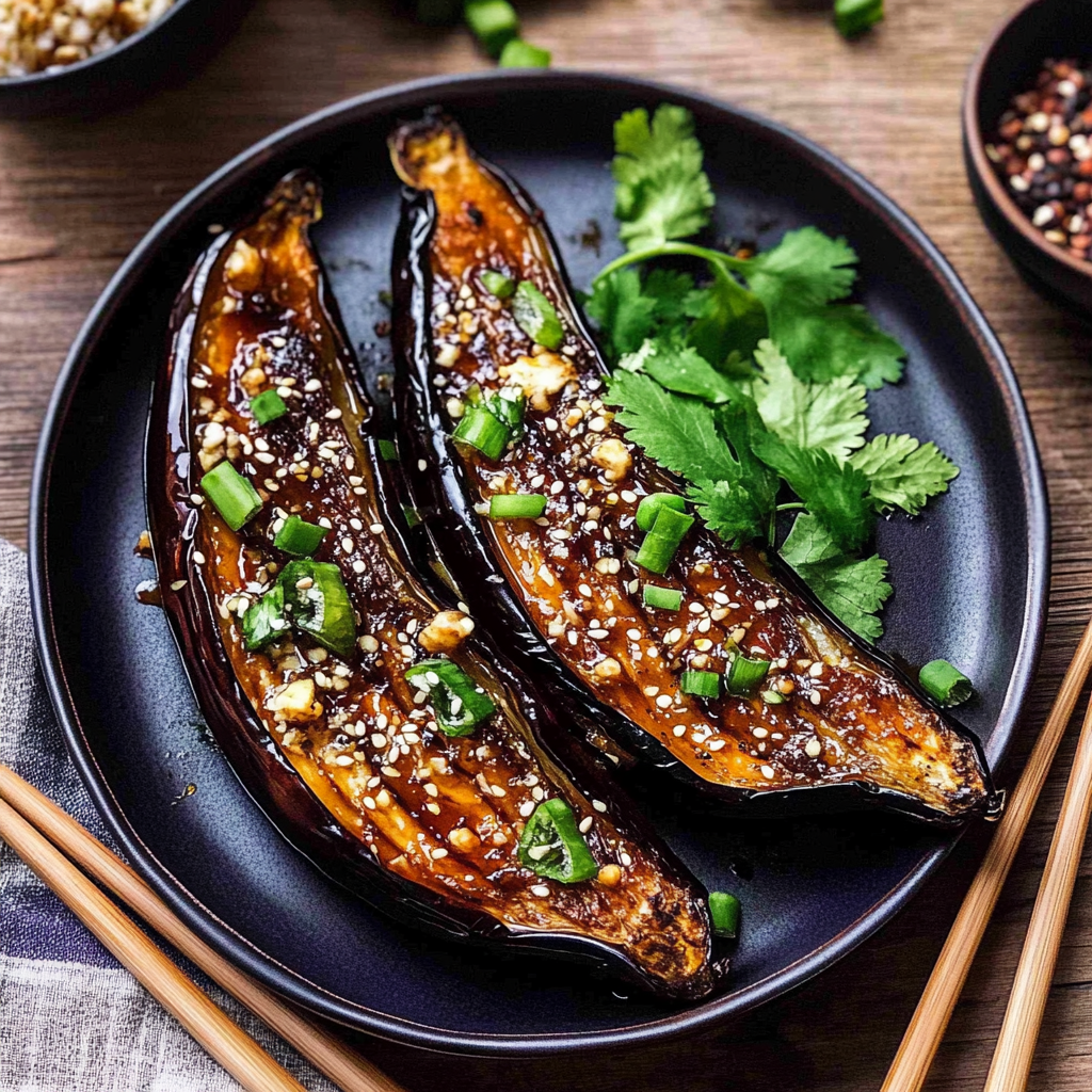 Recipe preparation for Miso Glazed Eggplant