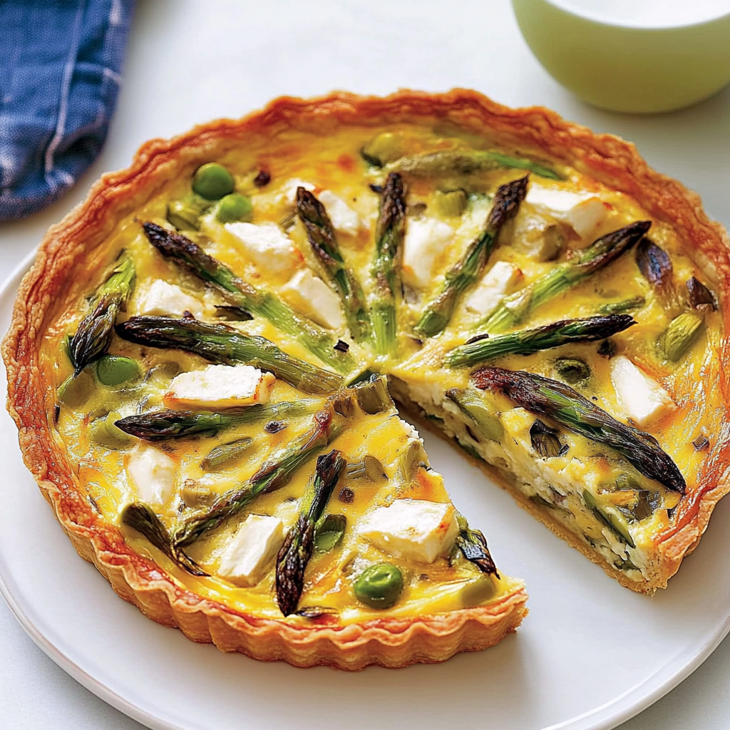 Recipe preparation for Spring Quiche with Asparagus and Goat Cheese