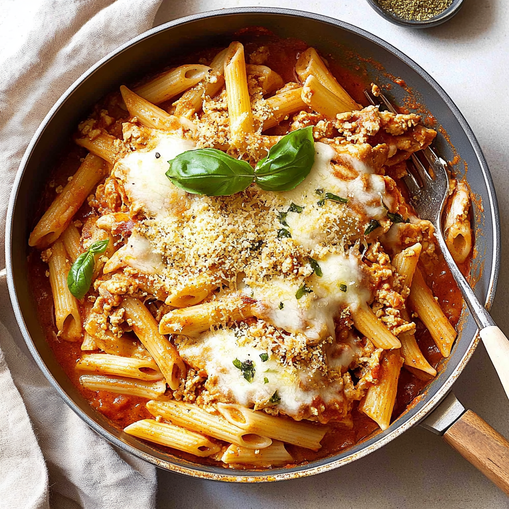 Recipe preparation for Chicken Parm Pasta