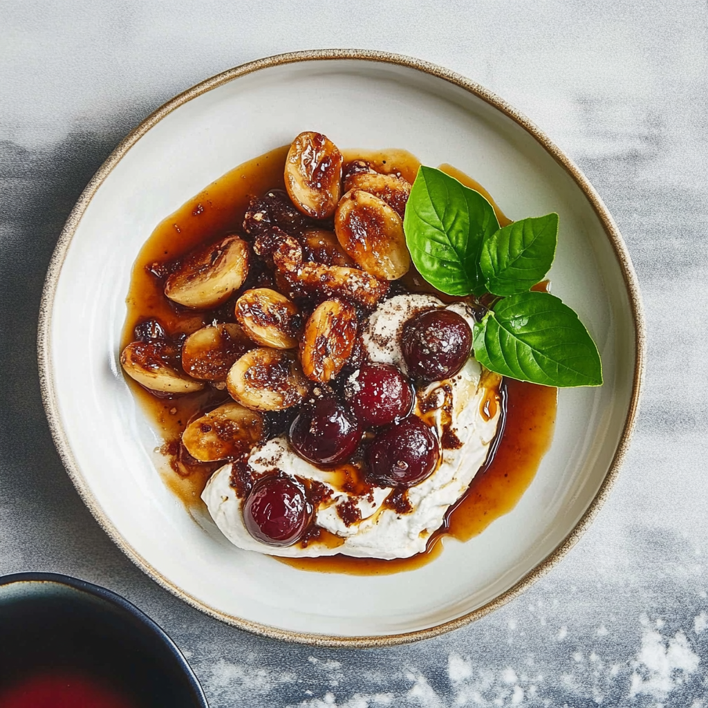 Recipe preparation for Roasted Grapes & Black Pepper Ricotta Farfalle with Toasted Walnuts