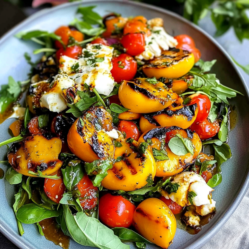Recipe preparation for Grilled Peach Salad