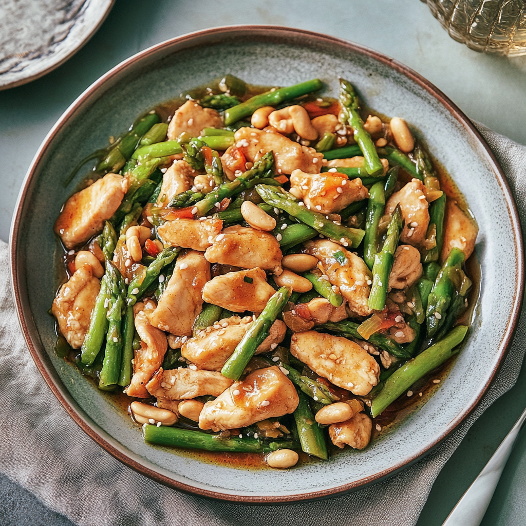 Recipe preparation for Cashew Chicken and Asparagus Stir-Fry