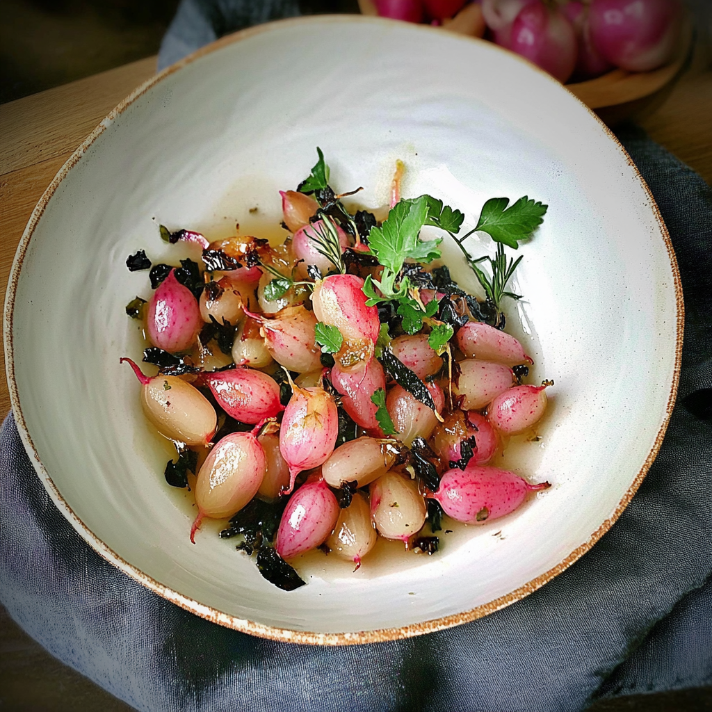 Recipe preparation for Roasted Radishes With Honey and Thyme