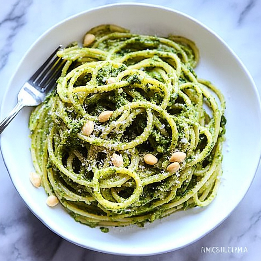 Recipe preparation for Arugula Pesto Pasta