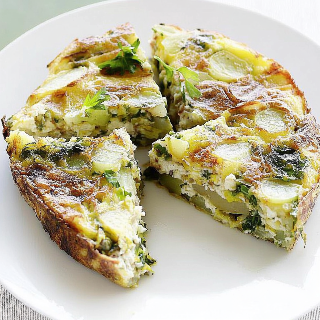Recipe preparation for Spring Onion and Potato Frittata