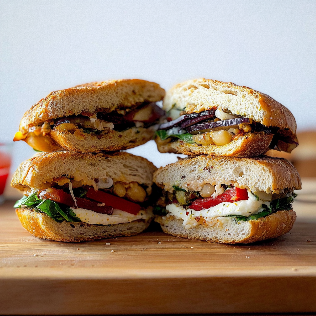 Recipe preparation for Chickpea Pan Bagnat Sandwiches