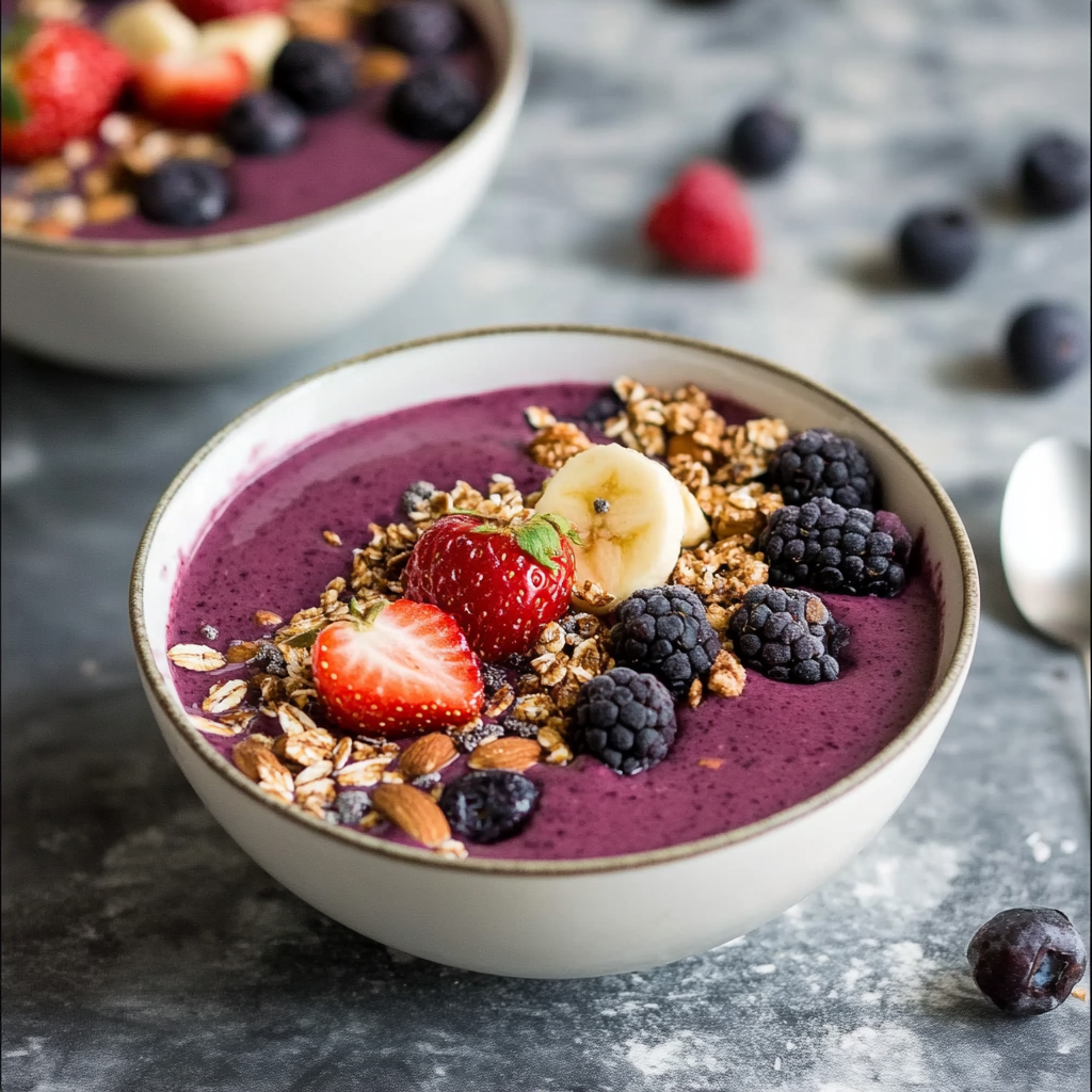 Recipe preparation for Berry Burst Smoothie Bowl