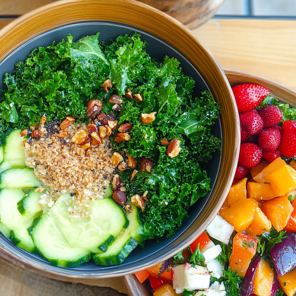 Recipe preparation for Super Seedy Kale Salad