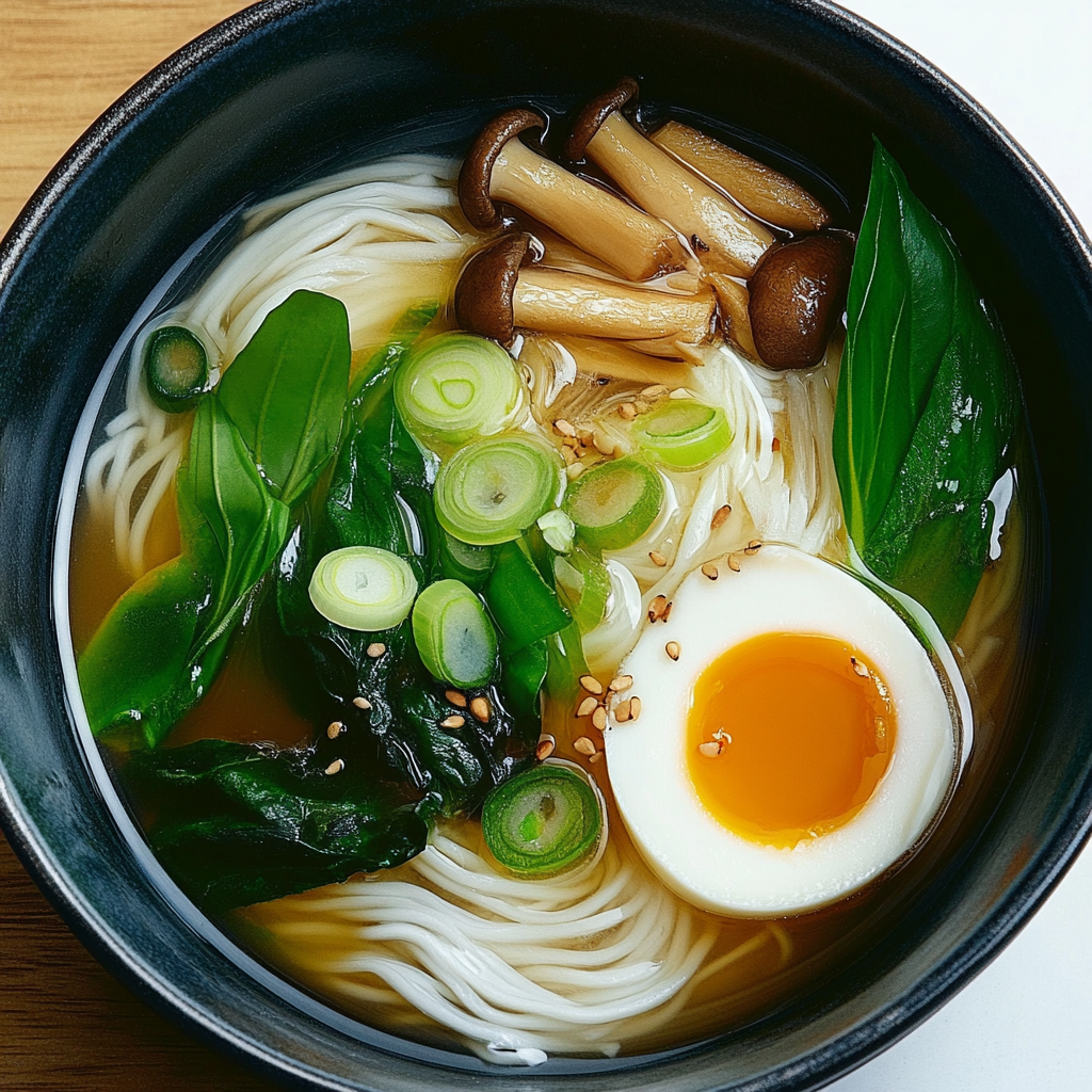 Recipe preparation for Somen Noodle Soup with Mushrooms